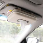 Luxury PU Leather Car Visor Tissue Holder, Beige - Image 2