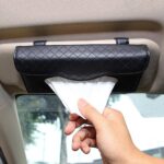 PU Leather Car Visor Tissue Holder, Black - Image 2