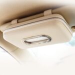 Luxury PU Leather Car Visor Tissue Holder, Beige
