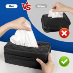 PU Leather Car Tissue Holder, Extra Large, Black - Image 2