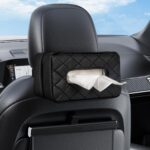 PU Leather Car Tissue Holder, Extra Large, Black