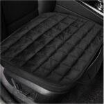 Plush Car Seat Cushion with Storage Pocket, Black