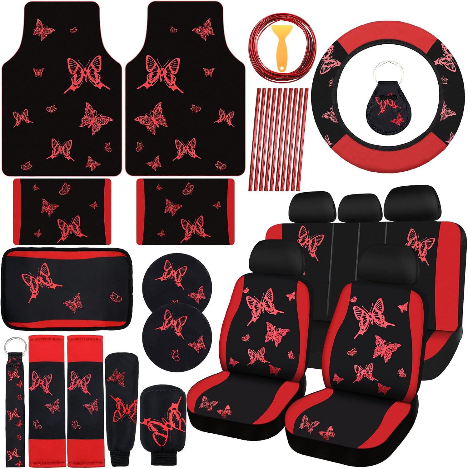 813NvJwomVL._AC_SL1500_.jpg 47-Piece Butterfly Car Interior Accessories Set - Image 1