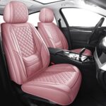Leatherette Car Seat Covers Full Set, Pink