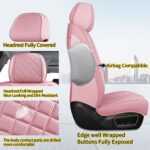 Leatherette Car Seat Covers Full Set, Pink - Image 2