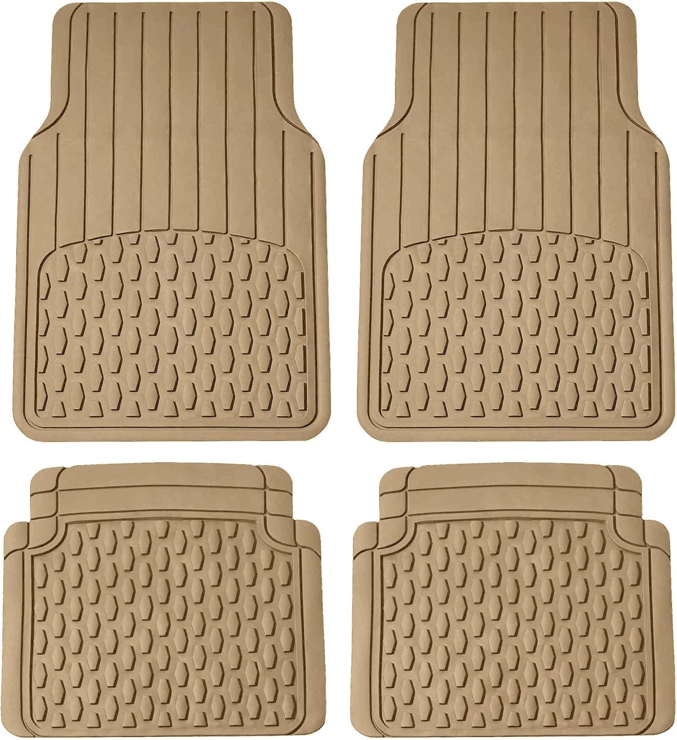81ZWSYpKs0L._AC_SL1500_.jpg Beige Heavy Duty Rubber Car Floor Mats, Trim-to-Fit - Image 1
