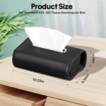Premium PU Leather Car Tissue Box Cover, Black - Image 2